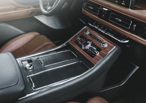The front center console of a 2024 Lincoln Aviator® SUV is shown | Wallace Lincoln in Fort Pierce FL