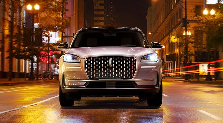 The striking grille of a 2024 Lincoln Corsair® SUV is shown. | Wallace Lincoln in Fort Pierce FL
